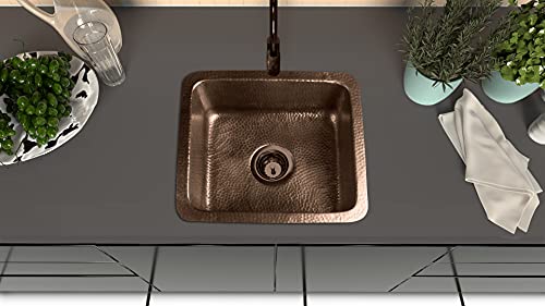 Monarch Abode 17-inch Hand Hammered Pure Copper Highball Dual Mount Drop in Kitchen Sink, Drop in or Undermount Kitchen Sink, Deep Single Rectangular Bowl - Image 5