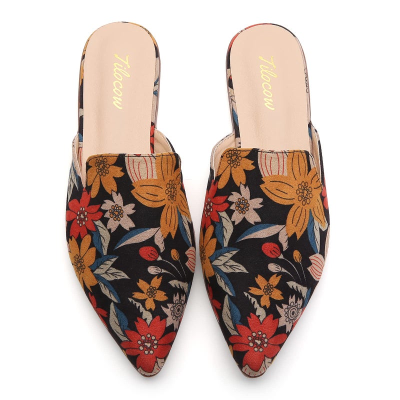 Tilocow Mules for Women Flats Pointed Toe Slip On Backless Loafers Flat Mule Business Casual Shoes Slides - Image 2