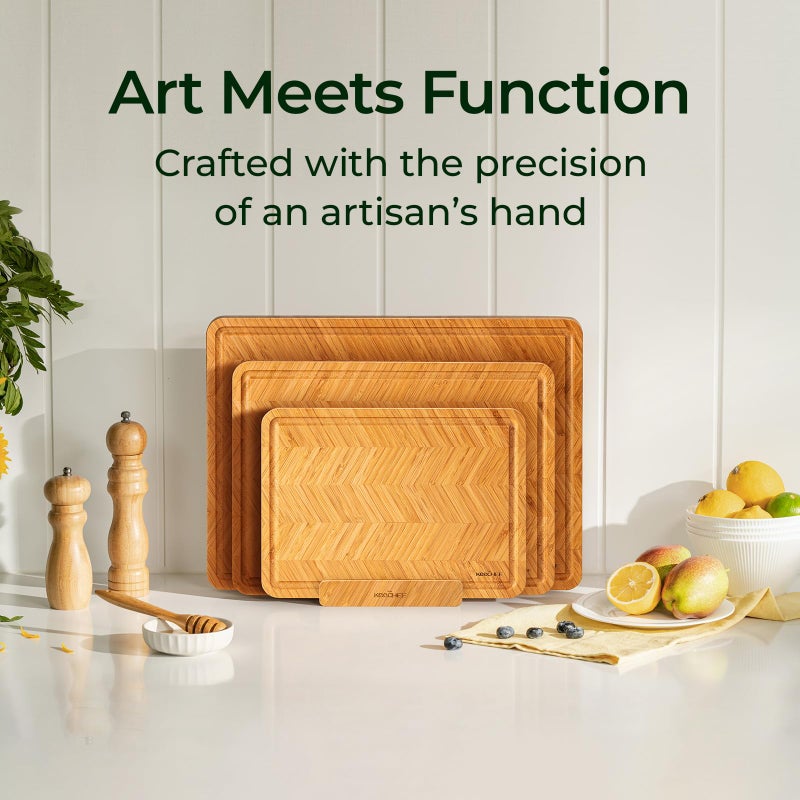 Keechee Bamboo Cutting Board, Reversible Wood Cutting Boards for Kitchen with Juice Grooves, Atelier Collection Handcrafted Large Serving Tray, Luxury Housewarming Wedding Gifts for New Home - Image 4