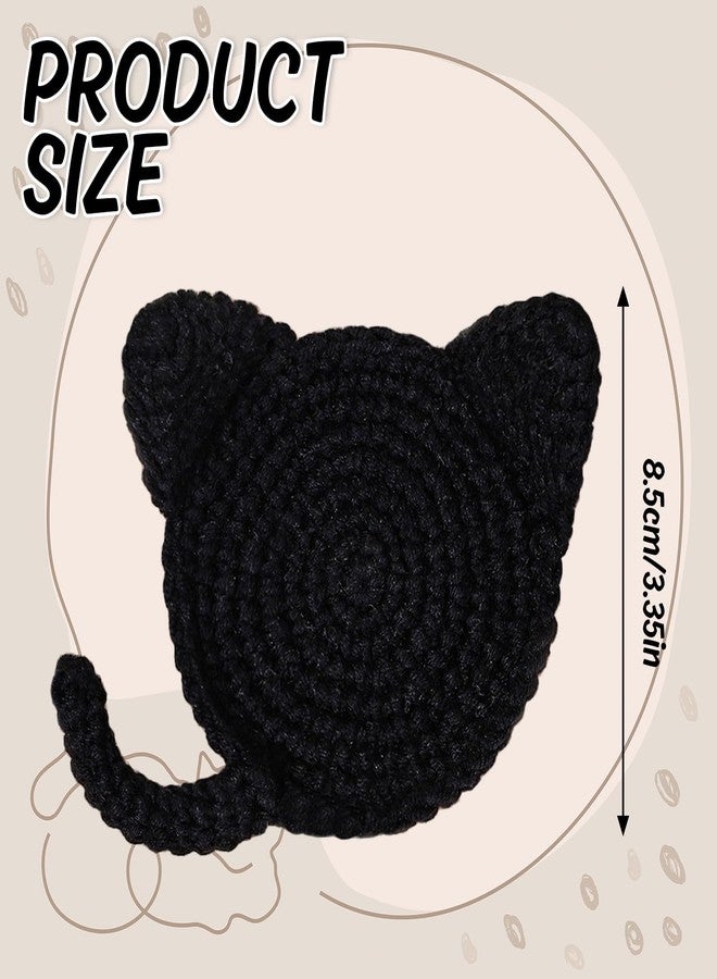 وولاين مجموعة من 3 قواعد أكواب على شكل قطط من والين، مصنوعة يدويًا بالكروشيه، قواعد أكواب لطيفة للمشروبات، قواعد أكواب ماصة منسوجة على شكل آذان قطط، عازلة مبتكرة للقهوة والشاي، هدايا مثالية لمحبي القطط، ديكور مكتب منزلي - Image 2