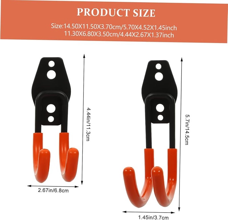 Orange Heavy Duty Garage Hooks 4pcs Ladder and Tool Organizer for Storage - Image 3