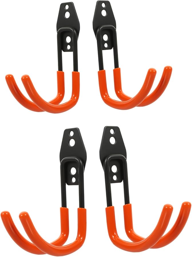 Orange Heavy Duty Garage Hooks 4pcs Ladder and Tool Organizer for Storage - Image 1