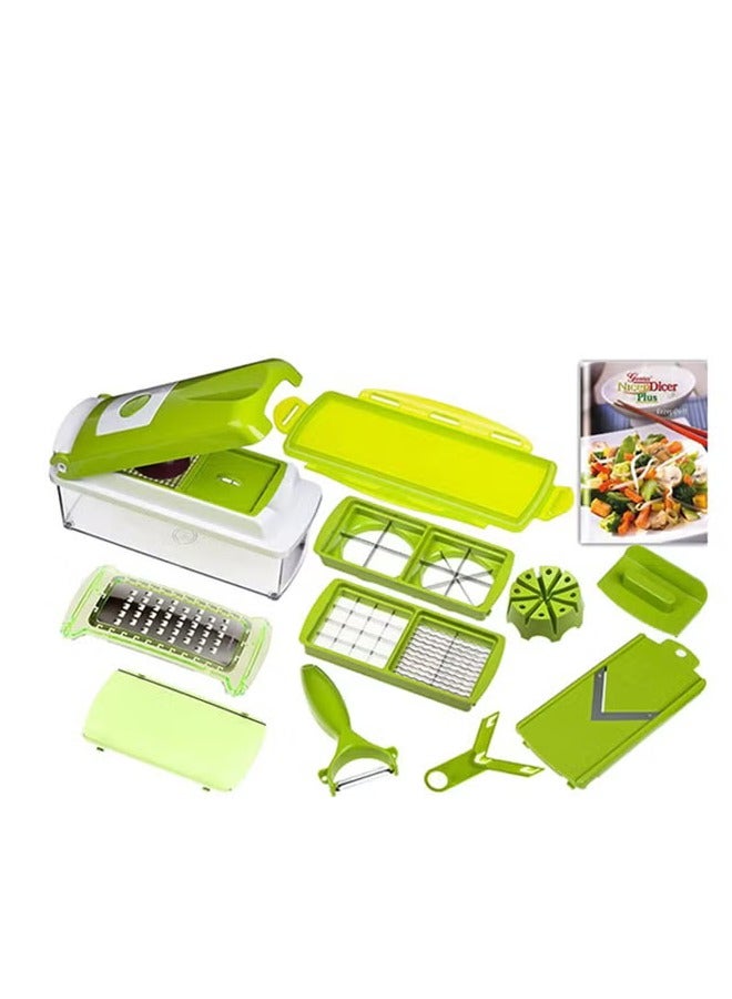 Nicer Dicer 11-piece fruit and vegetable cutting tool set, white/green - Image 1