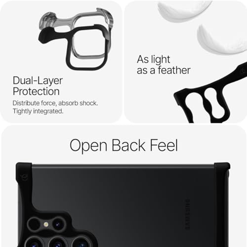 Arc Pulse Designed for Samsung Galaxy S22 Ultra Phone Case (2023), Minimalist Protective Shock Absorption Aerospace Grade Aluminum Shells + Elastomer Inlays Easy Fit 6.1 inch Matte Black - Image 3
