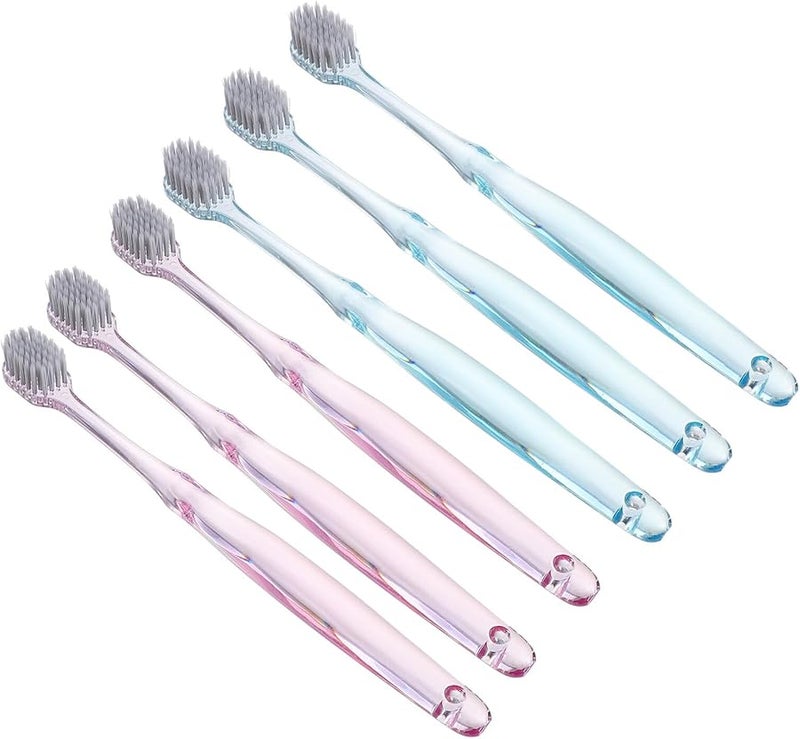 VILLCASE 6 Pack Silver Ion Soft Bristle Toothbrushes Wide Head Green Pink Travel Oral Care - Image 2