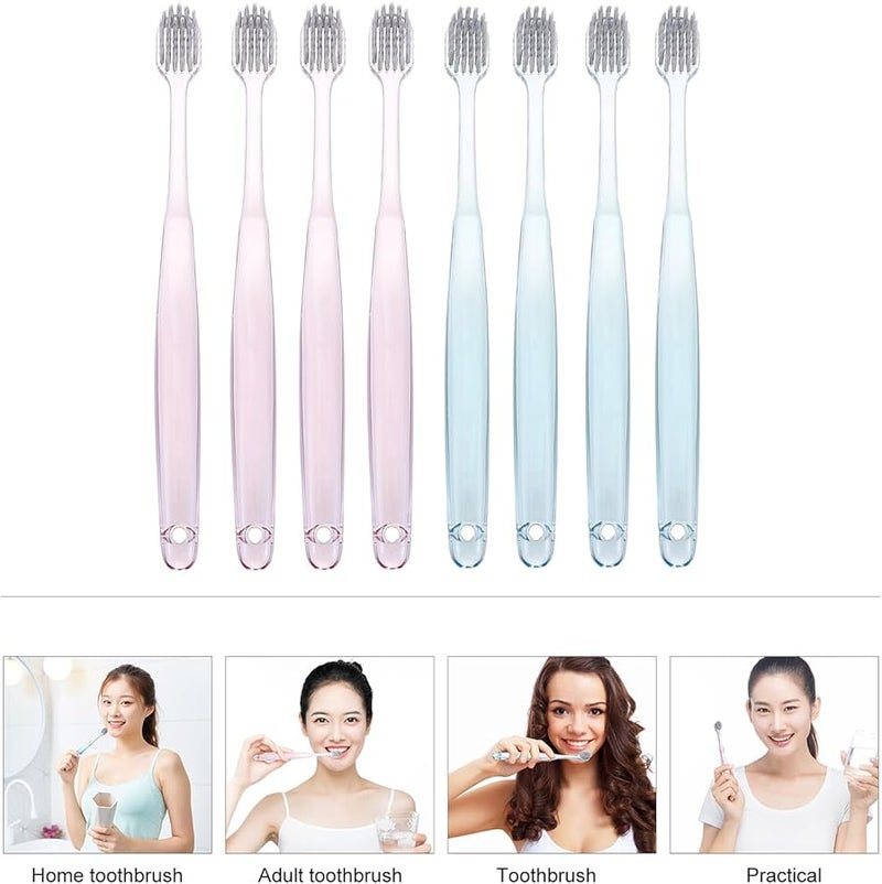 VILLCASE 6 Pack Silver Ion Soft Bristle Toothbrushes Wide Head Green Pink Travel Oral Care - Image 4