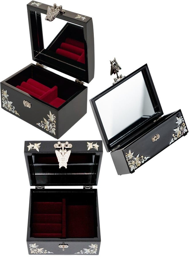 February Mountain Korean Mother of Pearl Jewelry Box - Red Floral Peony Design with Butterfly Clasp, Removable Velvet Tray - Christmas Gift for Women, Birthday, Anniversary, Keepsake Storage - Image 4