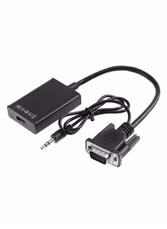 Generic - VGA To HDMI Converter Output 1080P HD With Audio Adapter Cable Black - Image 1