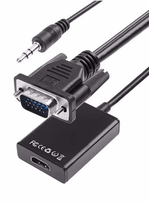 VGA To HDMI Converter Output 1080P HD With Audio Adapter Cable Black