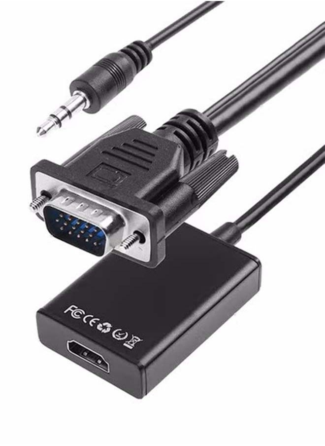 Generic - VGA To HDMI Converter Output 1080P HD With Audio Adapter Cable Black - Image 1