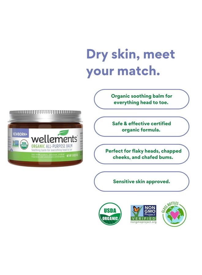 Wellements Organic All Purpose Balm For Babies ; Soothing All Over Ointment For Chafed & Sensitive Skin Dry Skin Moisturizer For Infants Free From Petroleum Parabens & Fragrances ; 1.8 Fl Oz - Image 4