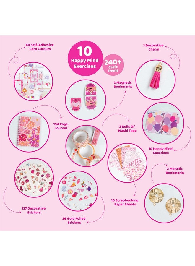 jackinthebox Paper Diy Journal For Girls Ages 8-12, 242 Pcs, Scrapbook Kit, Tween Girls Journal Kit 10 Mental Health Exercises, Journaling Kit, Gifts For 8 9 10 11 12-Year-Old Girls, Multicolor - Image 2