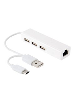 نيبمينينت موزع منافذ Type-C USB مع محول إيثرنت أبيض  - Image 1