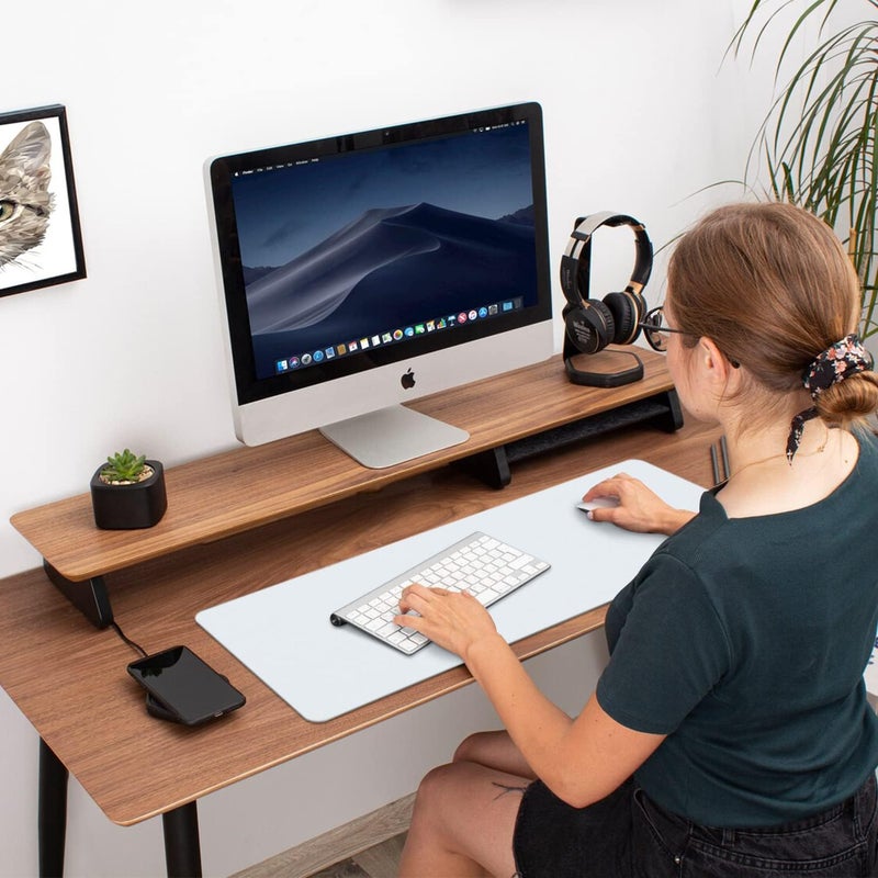 Aothia Double-Sided PU Leather Desk Pad - Non-Slip Large Mouse Pad & Desk Mat for Office, Home - Waterproof, Easy to Clean, Durable Dual-Sided Surface (36" x 17", White) - Image 5