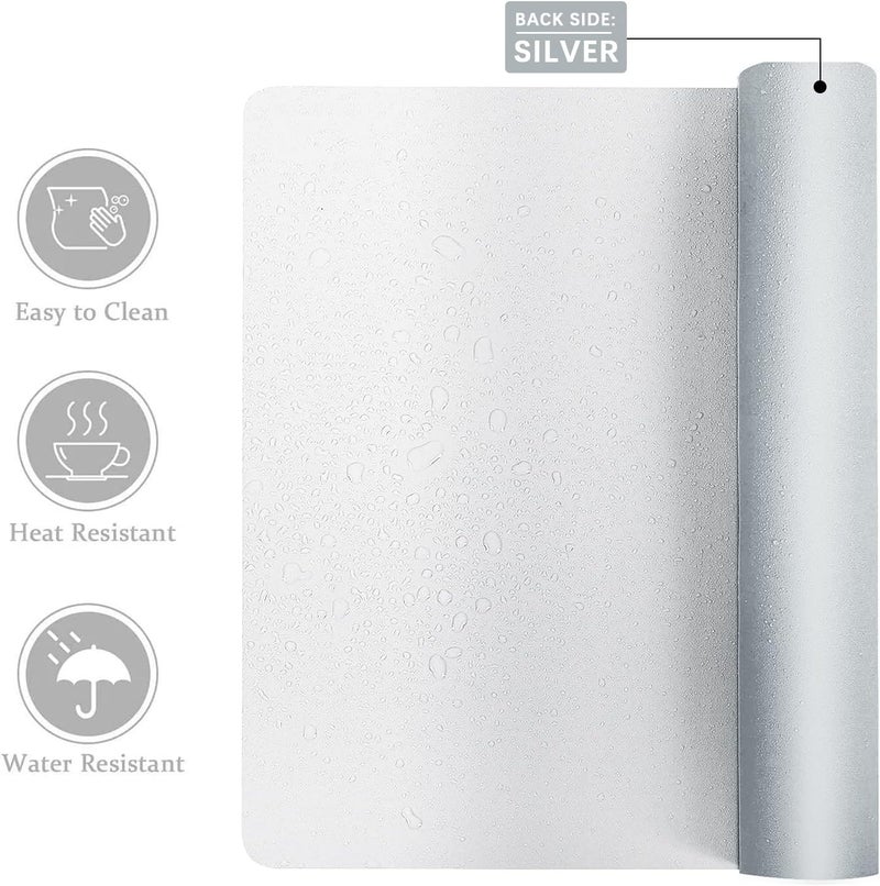 Aothia Double-Sided PU Leather Desk Pad - Non-Slip Large Mouse Pad & Desk Mat for Office, Home - Waterproof, Easy to Clean, Durable Dual-Sided Surface (36" x 17", White) - Image 2
