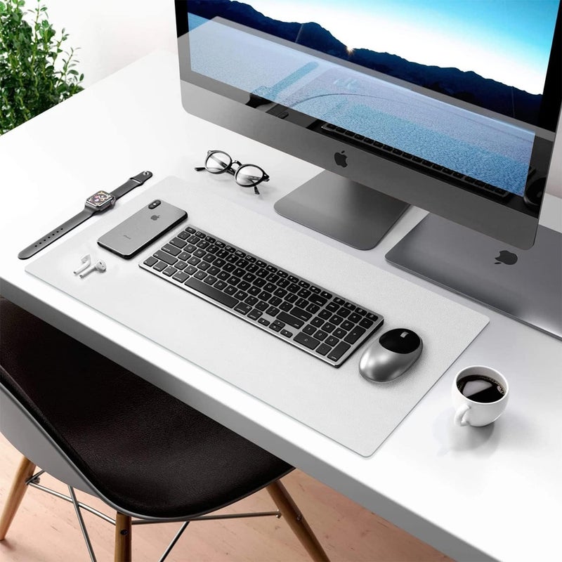 Aothia Double-Sided PU Leather Desk Pad - Non-Slip Large Mouse Pad & Desk Mat for Office, Home - Waterproof, Easy to Clean, Durable Dual-Sided Surface (36" x 17", White) - Image 4
