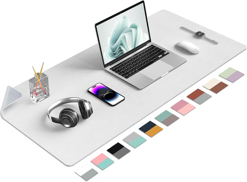 Aothia Double-Sided PU Leather Desk Pad - Non-Slip Large Mouse Pad & Desk Mat for Office, Home - Waterproof, Easy to Clean, Durable Dual-Sided Surface (36" x 17", White) - Image 1