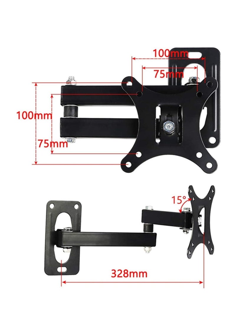 ELTRAZONE TV Wall Mount,Full Motion Swivel and Tilt TV Wall Mount for 10-27 inch TVs & Monitors,TV Bracket Holds up to 30kg,Loading Max VESA 75x75mm - Image 2