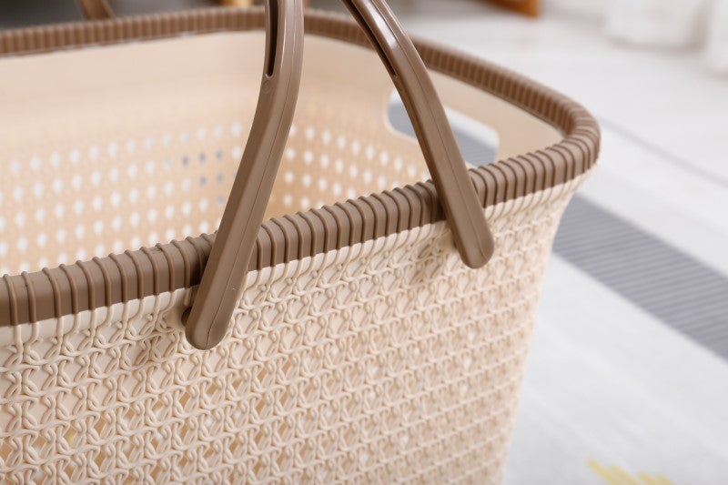 Classified Storage Laundry Hamper | Double-Handle, Woven Texture, Hollow-Out, Ventilated (Jian'an, Random Color) - Image 2