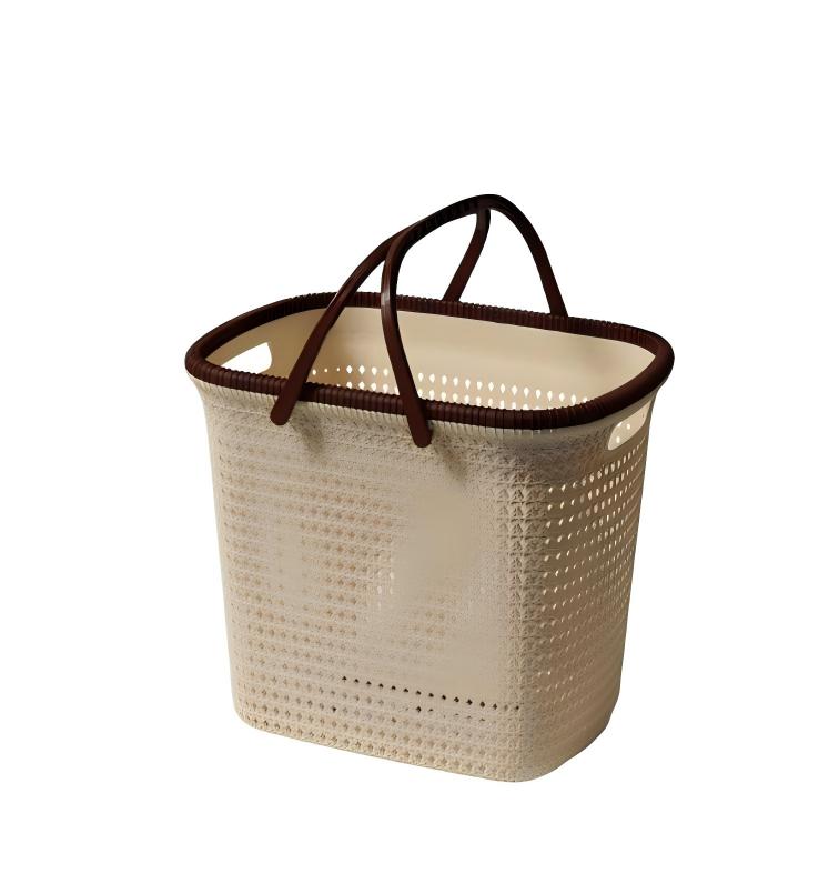 Classified Storage Laundry Hamper | Double-Handle, Woven Texture, Hollow-Out, Ventilated (Jian'an, Random Color) - Image 1