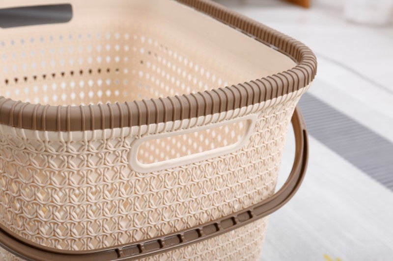 Classified Storage Laundry Hamper | Double-Handle, Woven Texture, Hollow-Out, Ventilated (Jian'an, Random Color) - Image 3