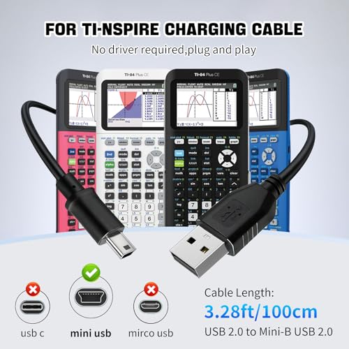 GOLDYIPE Ti 84 Plus ce Charger, ti84 Plus ce Charger Cable for Texas Instruments Calculators TI84 Plus TI-84 C Silver Edition TI 89 Titanium TI Nspire CX TI Nspire CX CAS Calculator Charger - Image 4