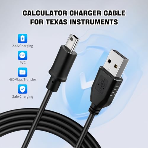 GOLDYIPE Ti 84 Plus ce Charger, ti84 Plus ce Charger Cable for Texas Instruments Calculators TI84 Plus TI-84 C Silver Edition TI 89 Titanium TI Nspire CX TI Nspire CX CAS Calculator Charger - Image 5