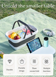 DUNISO Collapsible Picnic Basket，Portable Camping Storage Box，Outdoor Picnic Storage Container，Sturdy And Durable，With Lid And Table Design，For Camping, Outdoor, Fishing  - Image 4