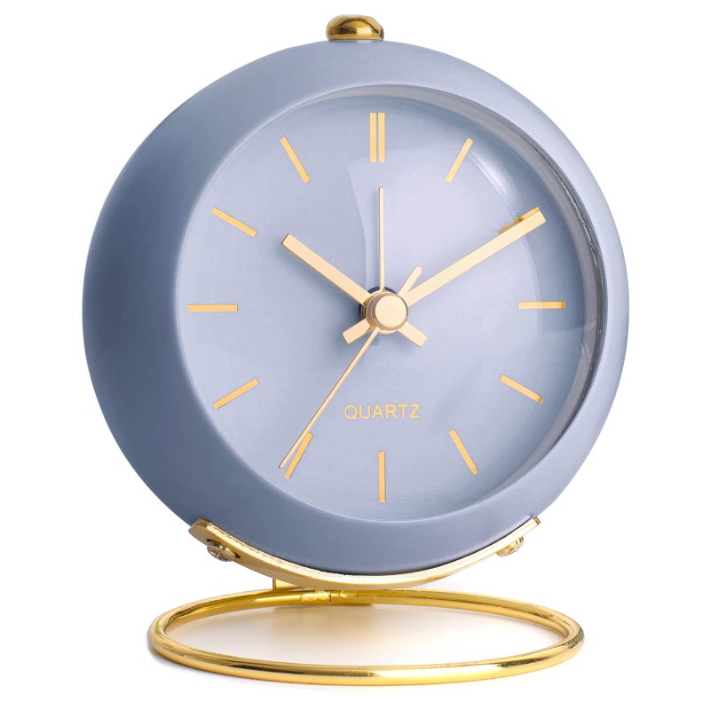 AYRELY Battery Operated Desk Alarm Clocks with LightRetro Silent No Ticking Analog Small ClockLoud Table Clock for BedsideBedroomKitchenOfficeTravelKidsRoom Decor Aesthetic Vintage Blue
