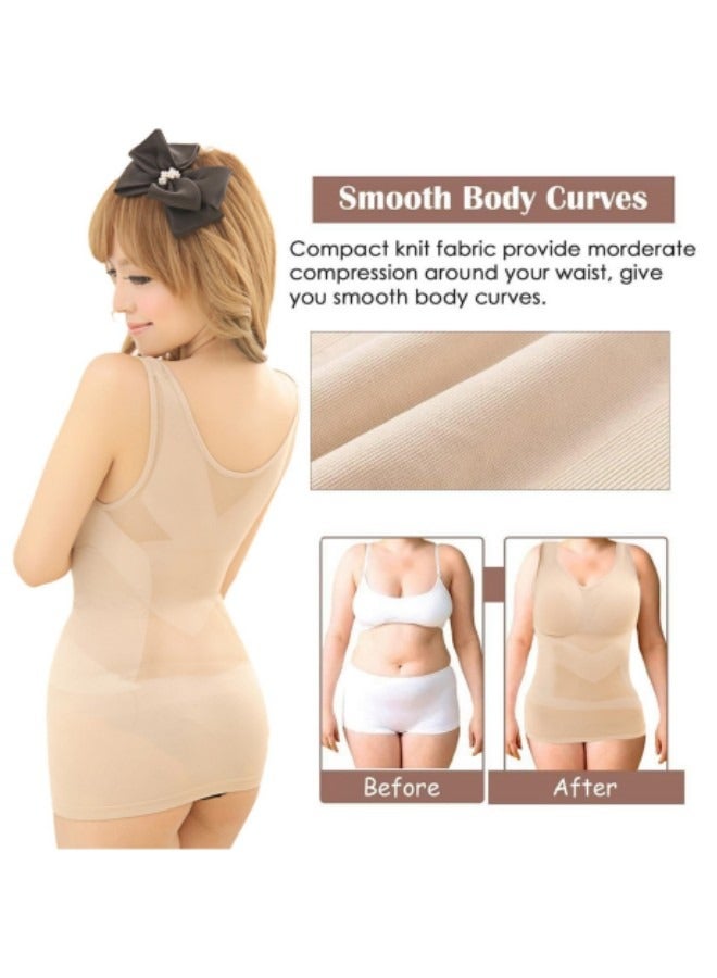 GGEROU Women's Shapewear Tank Tops, Tummy Control Shaper Compression Shaping Camisoles, Slimming Tanks Shaper for Women, One Size, Beige - Image 3