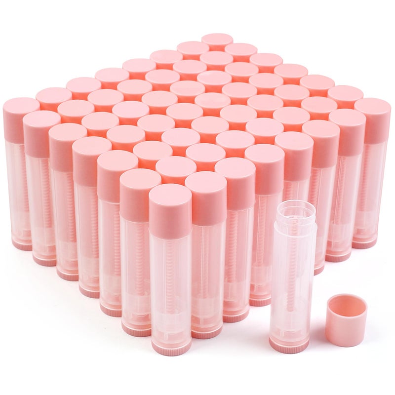LotFancy Lip Balm Tubes Empty, 60PCS 5.5ml (3/16 Oz), Clear Lip Balm Container Tubes with Pink Caps, BPA Free & Leak Free, Refillable - Image 1