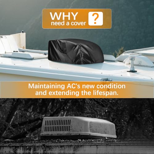 WOMACO RV Air Conditioner Cover Waterproof RV AC Winter Cover Outside Camper Travel Trailer AC Covers for Roof Compatible with Dometic Brisk II Black 32 x 44 x 15 - Image 3