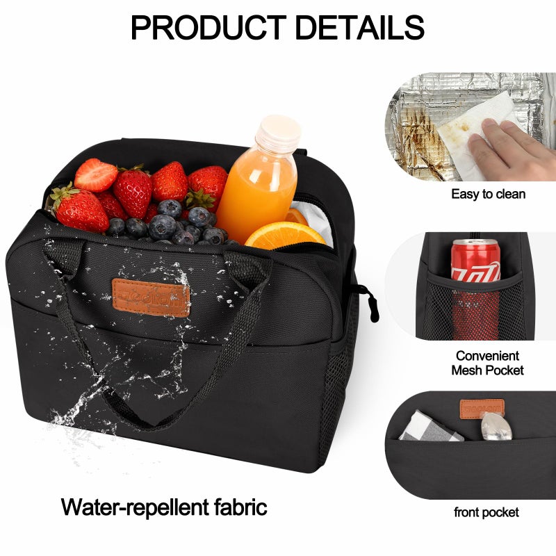 Goloni Insulated Lunch box for Women Men,10L Large Capacity Leakproof Lunch Tote, Lightweight Reusable Lunch Bag with 3 Pockets for Work, Office, Travel, Picnic - Image 2