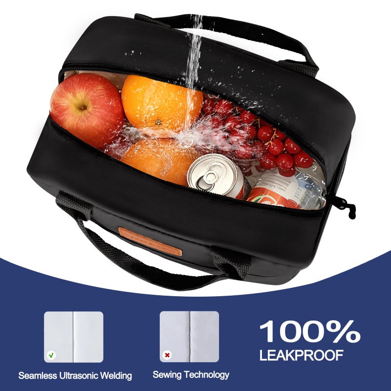 Goloni Insulated Lunch box for Women Men,10L Large Capacity Leakproof Lunch Tote, Lightweight Reusable Lunch Bag with 3 Pockets for Work, Office, Travel, Picnic - Image 3