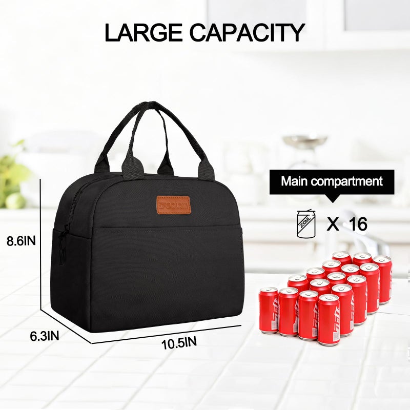 Goloni Insulated Lunch box for Women Men,10L Large Capacity Leakproof Lunch Tote, Lightweight Reusable Lunch Bag with 3 Pockets for Work, Office, Travel, Picnic - Image 5