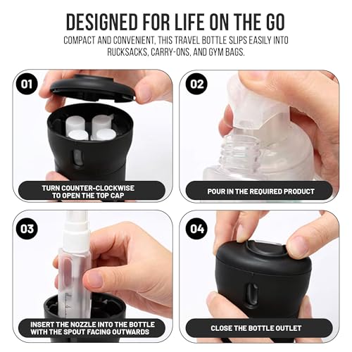 Travigo 2 Pieces 4-in-1 Travel Bottle Set, Dispenser, Includes Four 40 mL Cosmetic Toiletry Containers for Shampoo, Lotions, Skincare, Makeup Products (Gray-Pink (2-PC SET)) - Image 4