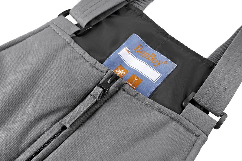BenBoy Kids Snow Ski Bib Pants Winter Waterproof Windproof Ripstop Warm Insulated Snowboard Overalls Boys,HXK7227-Grey-S - Image 1