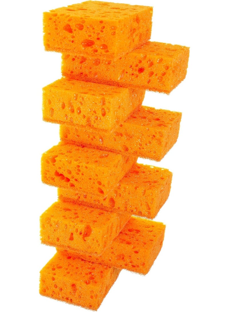 Okleen Orange Multi Use Scrub Sponge. Made in Europe. 9 Pack, 4.3x2.8x1.4 inches. Odorless Heavy Duty and Non Scratch Fiber. Durable and Delicate Scrubber for Dirty Surfaces in Kitchen, Home, Outdoors - Image 1