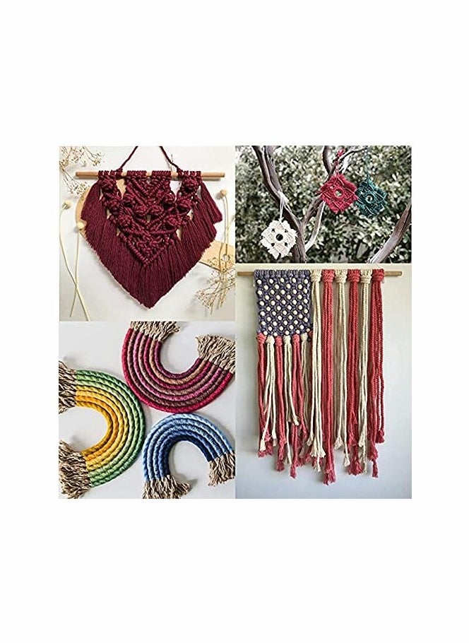 Macrame Cord, Cotton Rope 3mm x 220 yd (About 200m) 4 Strand Twisted(Wine Red)