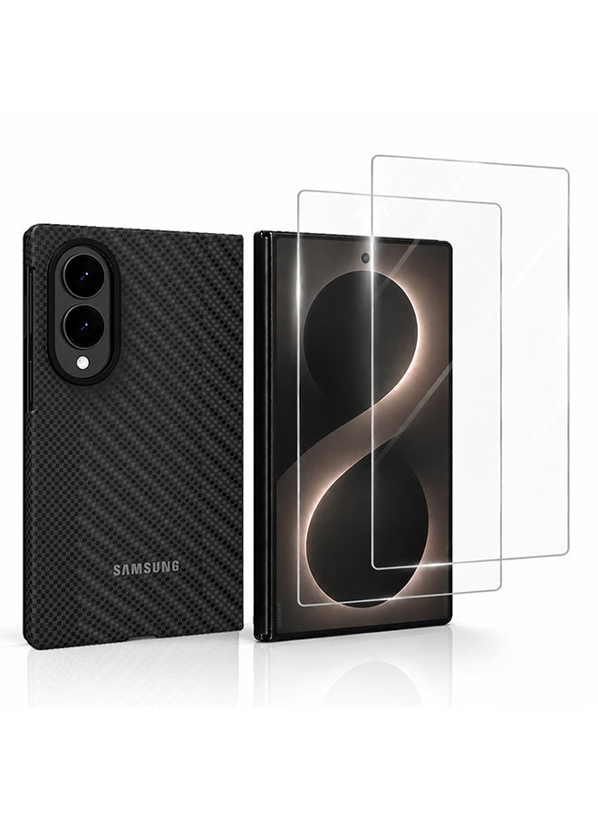 MARGOUN For Samsung Galaxy Z Fold 8 MagSafe Carbon Fiber Armor Case with Screen Protector Tempered Glass black - Image 2