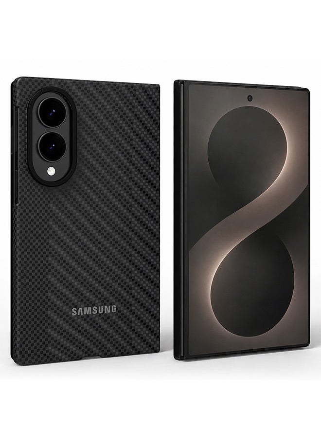 MARGOUN For Samsung Galaxy Z Fold 8 MagSafe Carbon Fiber Armor Case with Screen Protector Tempered Glass black - Image 4