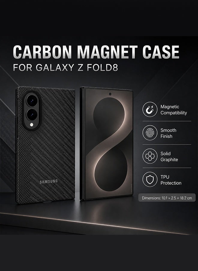 MARGOUN For Samsung Galaxy Z Fold 8 MagSafe Carbon Fiber Armor Case with Screen Protector Tempered Glass black - Image 5