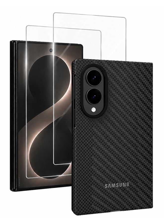 MARGOUN For Samsung Galaxy Z Fold 8 MagSafe Carbon Fiber Armor Case with Screen Protector Tempered Glass black - Image 1