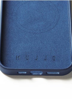 Mujjo Luxury Premium Full-Grain Leather Case for iPhone 16 Pro – Monaco Blue with MagSafe Compatibility  - Image 4