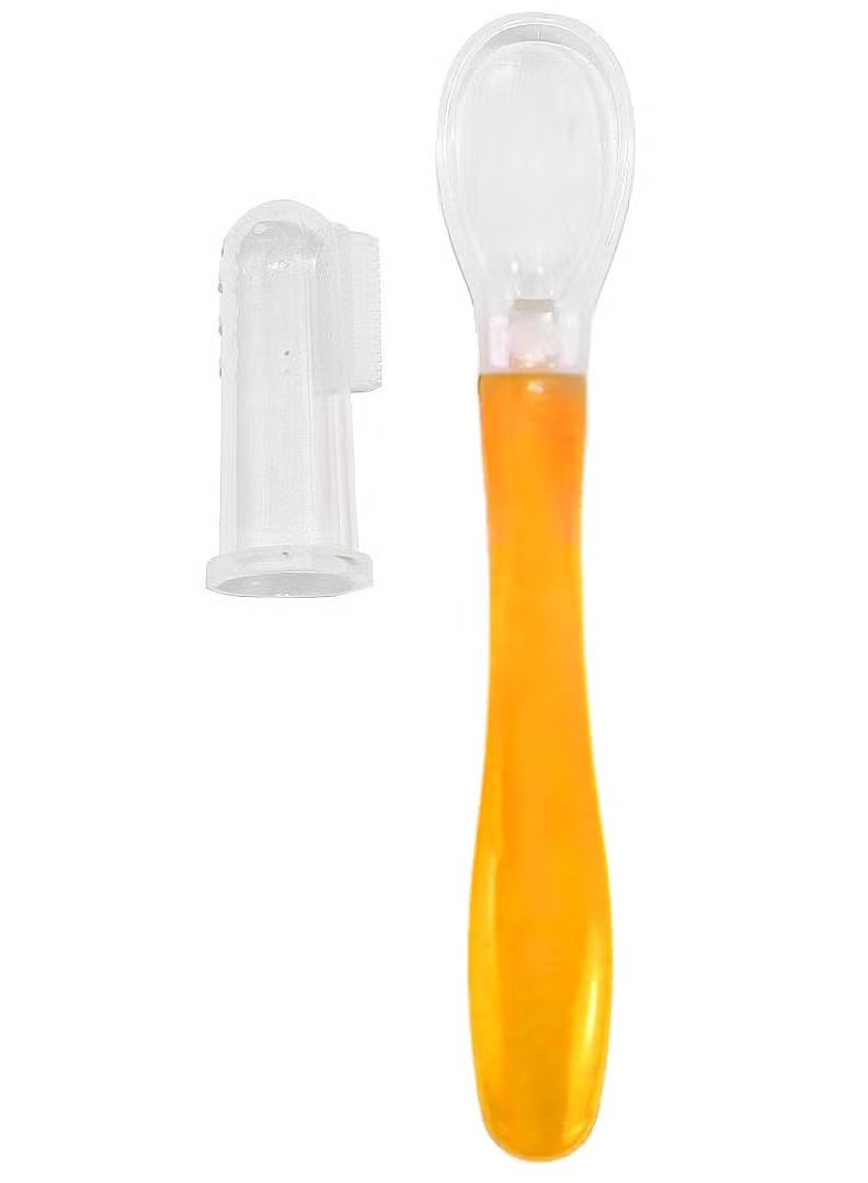 فلاي بيبي فرشاة أسنان للأطفال مع ملعقة سيليكون متعددة الألوان - Image 2