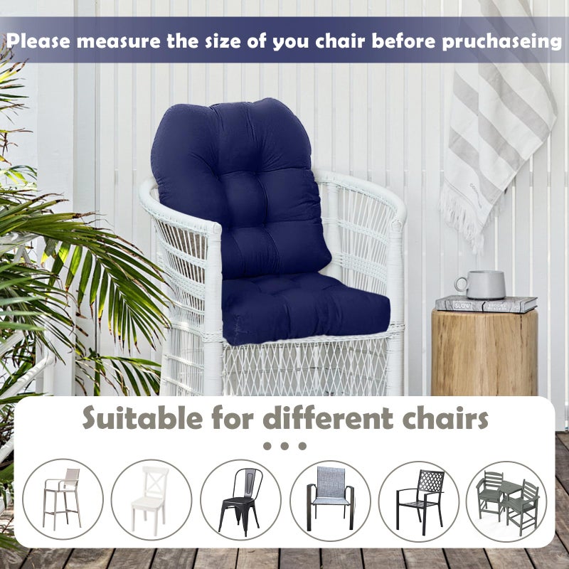 Eoieov Outdoor Seat Cushions for Patio Furniture Teal Blue Thick Patio Wicker Chair Cushion Set of 2 Water-Resistant Tufted U Shaped Chair Pads for Dining Garden,18.5"*18.5â€œ - Image 5