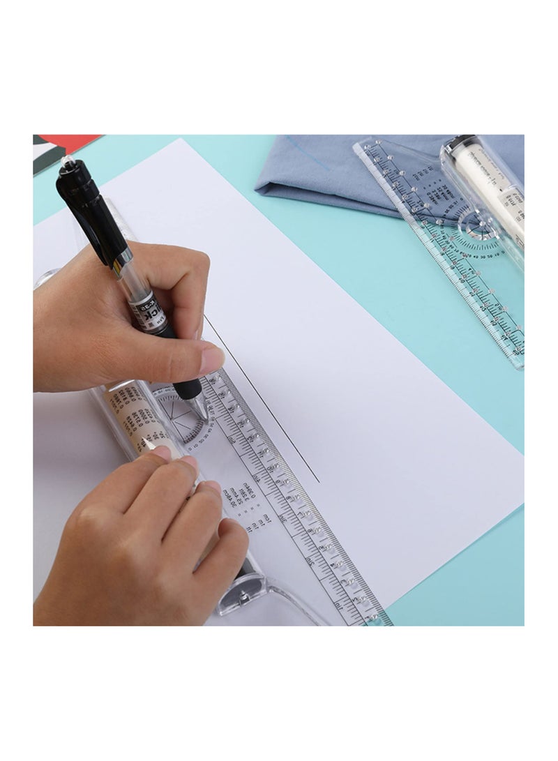 Cobest 12 Inch Measuring Rolling Ruler Plastic Multifunctional Drawing Parallel Rolling Ruler Circle Arc Drawing Design Rulers for Drawing Parallel Lines Circles - Image 3