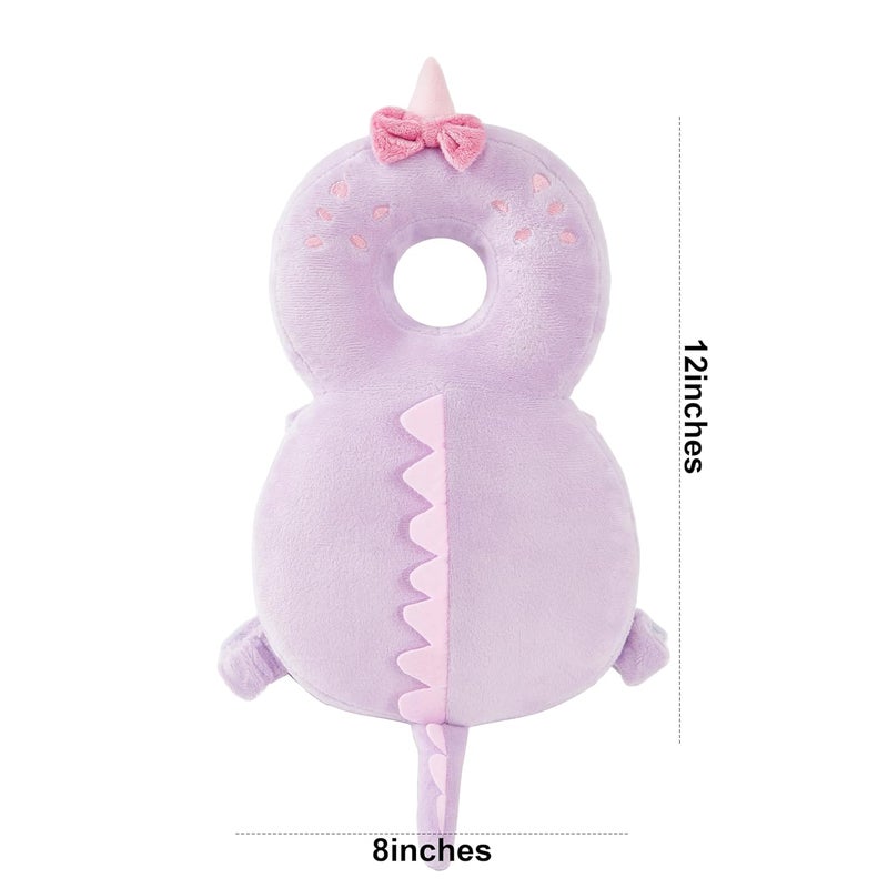 KingCheer Baby Back Potection Toddler Safety Protector Cushion Pad Toddler Backpack for Crawling Walking Adjustable Toddlers Back Safety Pad for Boys and Girls(Purple Dinosaur) - Image 2