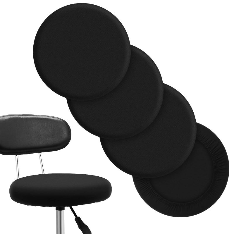 Tatuo Tatuo Round Bar Stool Seat Covers Washable Stool Cushion Slipcover Elastic Bar Chair Covers for 1417 Inch Chair Black4 Pieces 