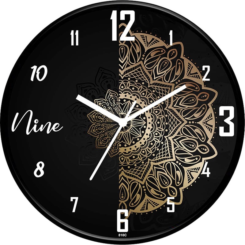 IIK COLLECTION Designer Analouge Round Wall Clock with Glass for Home/Kitchen/Living Room/Bed Room/Office, Size (28 cm x 28 cm x 6 cm) (IIK-810C-WC) - Image 1